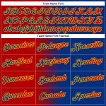 Custom Team Name and Number Pullover Hoodie Sweatshirt - Royal Red-Gold Gradient Fashion Sports Apparel Personalized Stitched