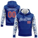 Custom Name Number 3D Sports Hoodie Pullover - Personalized Royal Red-White Christmas Sweatshirt Personalized Stitched Royal