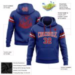 Custom Royal Red-White Football Hoodie with Name & Number - Personalized Stitched Pullover Sweatshirt Personalized Stitched