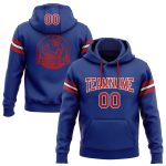 Custom Royal Red-White Football Hoodie with Name & Number - Personalized Stitched Pullover Sweatshirt Personalized Stitched