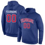 Custom Sports Hoodie Sweatshirt in Royal Red and White with Stitched Design Personalized Stitched Royal Red-White Sports