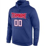Custom Team Name Number Royal Red-White Sports Hoodie Pullover Sweatshirt - Personalized Stitched Design Personalized Stitched