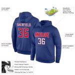 Custom Team Name Number Royal Red-White Sports Hoodie Pullover Sweatshirt - Personalized Stitched Design Personalized Stitched