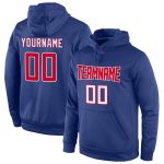 Custom Team Name Number Royal Red-White Sports Hoodie Pullover Sweatshirt - Personalized Stitched Design Personalized Stitched