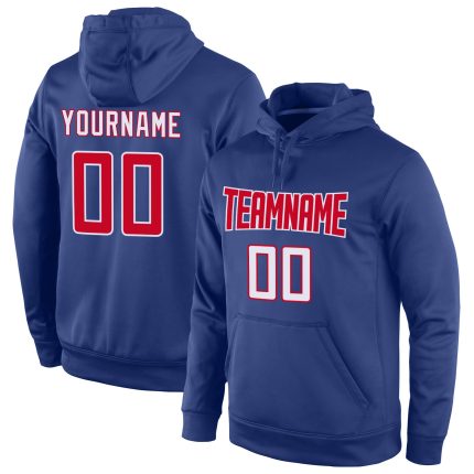 Custom Team Name Number Royal Red-White Sports Hoodie Pullover Sweatshirt - Personalized Stitched Design Personalized Stitched