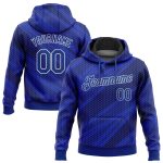 Custom Name and Number Sports Hoodie Sweatshirt, Personalized Stitched 3D Pattern Design in Royal Navy-White Personalized