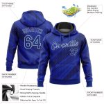 Custom Name and Number Sports Hoodie Sweatshirt, Personalized Stitched 3D Pattern Design in Royal Navy-White Personalized