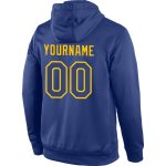 Custom Royal-Gold Sports Hoodie with Personalized Name & Number, Stitched Pullover Sweatshirt for Teams Personalized Stitched