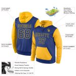 Personalized Royal Gold Sports Hoodie - Stitched Pullover Sweatshirt for Men and Women Personalized Stitched Royal Royal-Gold