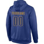 Custom Name and Number Sports Pullover Hoodie - Personalized Stitched Royal Old Gold Sweatshirt Personalized Stitched Royal