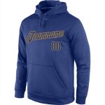 Custom Name and Number Sports Pullover Hoodie - Personalized Stitched Royal Old Gold Sweatshirt Personalized Stitched Royal