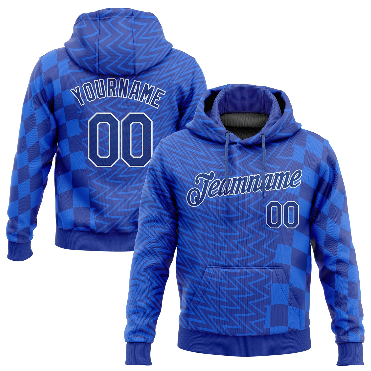 Custom Name and Number Sports Hoodie Sweatshirt, Personalized Royal 3D Pattern Stitched Pullover Designed for You Personalized