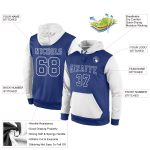 Custom Name and Number Royal White Sports Hoodie Pullover Sweatshirt - Personalized Stitched Team Apparel Personalized Stitched