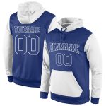 Custom Name and Number Royal White Sports Hoodie Pullover Sweatshirt - Personalized Stitched Team Apparel Personalized Stitched