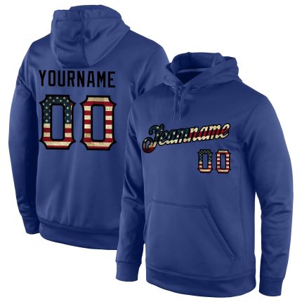 Custom Name and Number Black Sports Pullover Hoodie - Personalized Stitched Vintage USA Flag Sweatshirt Personalized Stitched