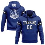Custom Team Name Number Hoodie Royal White-Black Stitched Football Pullover Sweatshirt Personalized Stitched Royal White-Black