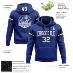 Custom Team Name Number Hoodie Royal White-Black Stitched Football Pullover Sweatshirt Personalized Stitched Royal White-Black