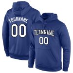 Custom Name and Number Sports Hoodie - Personalized Royal White-Black Pullover Sweatshirt Personalized Stitched Royal White-Black