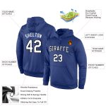 Custom Name and Number Sports Hoodie - Personalized Royal White-Black Pullover Sweatshirt Personalized Stitched Royal White-Black