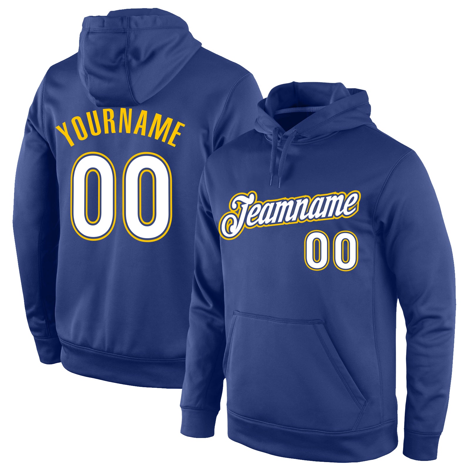 Custom Stitched Royal White-Gold Sports Hoodie with Name & Number | Personalized Pullover Sweatshirt Personalized Stitched
