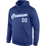 Custom Team Hoodie with Personalized Name & Number - Royal White-Light Blue Sports Pullover Sweatshirt Personalized Stitched