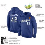 Personalized Royal White-Light Blue Sports Hoodie Sweatshirt - Custom Stitched Design Personalized Stitched Royal White-Light