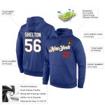 Custom Name and Number Sports Pullover Hoodie - Personalized Stitched Royal White and Old Gold Sweatshirt Personalized Stitched