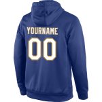 Custom Name and Number Sports Pullover Hoodie - Personalized Stitched Royal White and Old Gold Sweatshirt Personalized Stitched