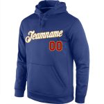 Custom Name and Number Sports Pullover Hoodie - Personalized Stitched Royal White and Old Gold Sweatshirt Personalized Stitched