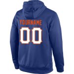Custom Royal White-Orange Sports Hoodie with Personalized Name & Number - Stitched Pullover Sweatshirt Personalized Stitched