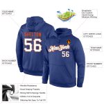 Custom Royal White-Orange Sports Hoodie with Personalized Name & Number - Stitched Pullover Sweatshirt Personalized Stitched