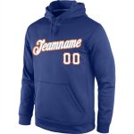 Custom Royal White-Orange Sports Hoodie with Personalized Name & Number - Stitched Pullover Sweatshirt Personalized Stitched