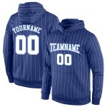 Custom Royal White Pinstripe Sports Hoodie with Name & Number - Personalized Light Blue Pullover Sweatshirt Personalized