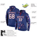 Personalized 3D American Flag Pullover Hoodie for Men - Royal White-Red Fashion Sweatshirt Personalized Stitched Royal White-Red