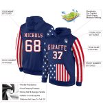 Custom 3D American Flag Hoodie Personalized Stitched Sports Sweatshirt with Team Name and Number in Royal White-Red Personalized