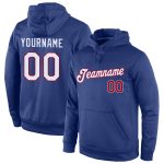 Custom Name and Number Sports Hoodie Sweatshirt - Personalized Royal White-Red Pullover Personalized Stitched Royal White-Red