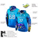 Custom Name & Number Sports Hoodie - Personalized 3D Pattern Design Royal White-Royal Pullover Sweatshirt Personalized Stitched