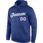 Custom Name Number Royal White Sports Hoodie Pullover Sweatshirt Personalized Team Apparel Personalized Stitched Royal White