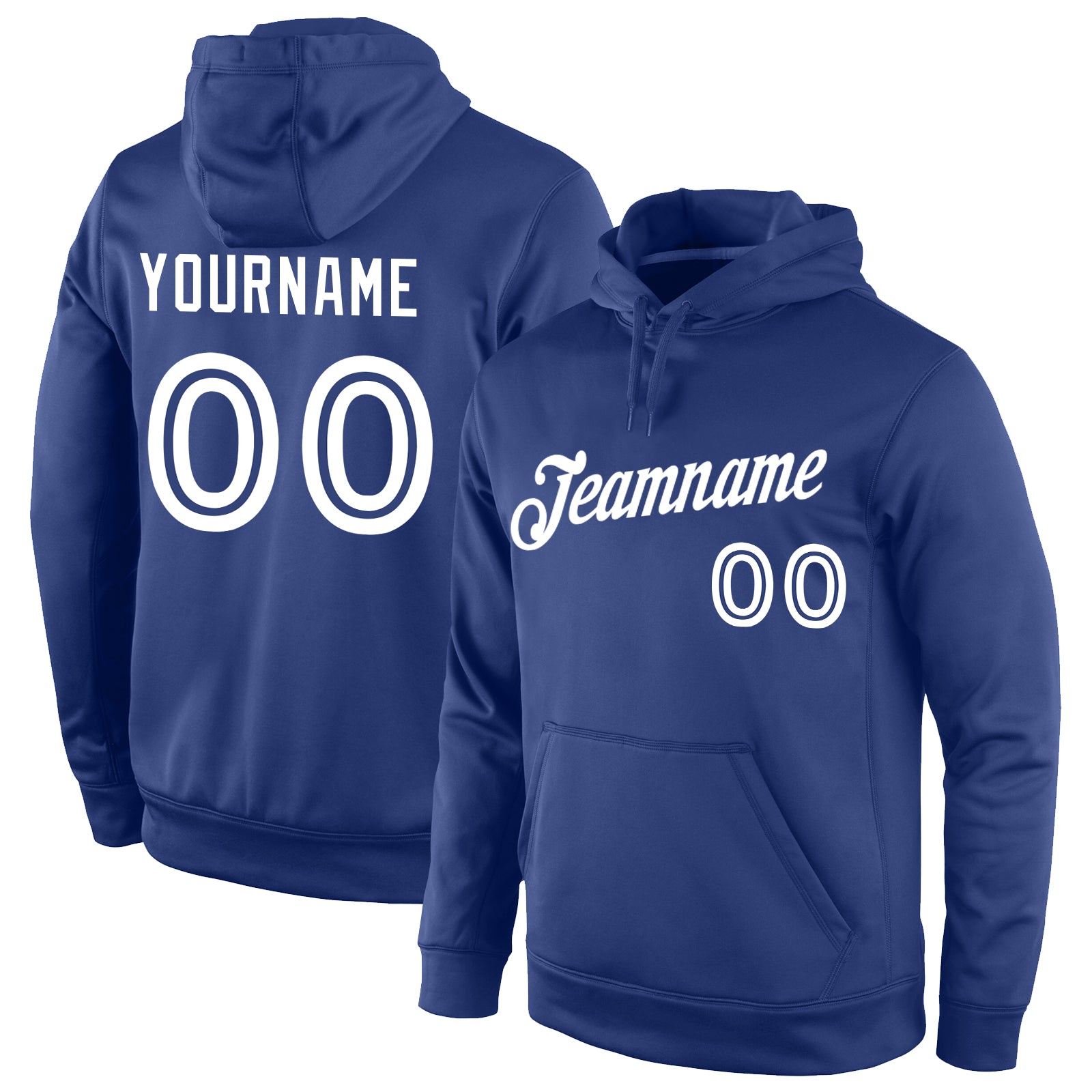 Custom Name Number Royal White Sports Hoodie Pullover Sweatshirt Personalized Team Apparel Personalized Stitched Royal White