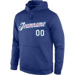 Custom Team Name Number Pullover Hoodie Sports Sweatshirt - Stitched Royal White-Teal Personalized Stitched Royal White-Teal