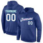 Custom Team Name Number Pullover Hoodie Sports Sweatshirt - Stitched Royal White-Teal Personalized Stitched Royal White-Teal