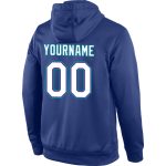Custom Team Name Number Pullover Hoodie Sports Sweatshirt - Stitched Royal White-Teal Personalized Stitched Royal White-Teal