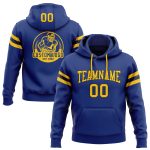 Custom Stitched Football Hoodie with Team Name and Number - Royal Yellow-Black Pullover Sweatshirt Personalized Stitched