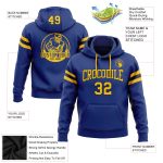 Custom Stitched Football Hoodie with Team Name and Number - Royal Yellow-Black Pullover Sweatshirt Personalized Stitched