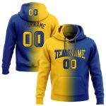 Custom Name and Number Sports Hoodie, Personalized Royal Yellow-Black Gradient Pullover Sweatshirt for Team Fans Personalized