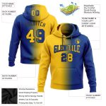 Custom Name and Number Sports Hoodie, Personalized Royal Yellow-Black Gradient Pullover Sweatshirt for Team Fans Personalized
