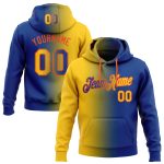 Custom Team Name Number Sports Hoodie Sweatshirt in Royal Yellow-Orange Gradient | Personalized Stitched Pullover Personalized