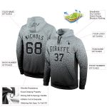 Custom Team Hoodie with Name and Number - Personalized Black Fade Sports Sweatshirt Pullover in Silver Personalized Stitched