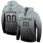 Custom Team Hoodie with Name and Number - Personalized Black Fade Sports Sweatshirt Pullover in Silver Personalized Stitched