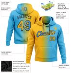 Custom Name Number Personalized Sports Hoodie Sweatshirt Sky Blue Gold-Black Gradient Stitched Fashion Pullover Personalized